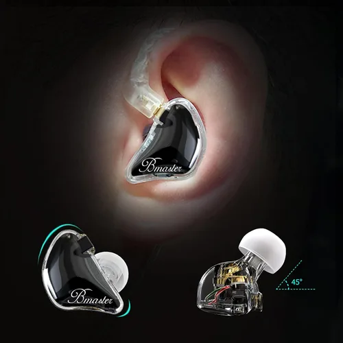 Vista 2 de BASN Bmaster Triple Drivers in Ear Monitor Auriculares (negro) iem de aislamiento de sonido con dos cables mmcx desmontables, kit de transporte