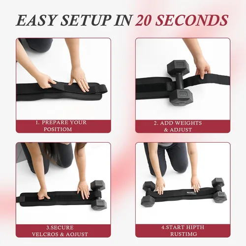 Vista 8 de Seektop Hip Thrust Belt for Dumbbells Heavy Anti-Slip Booty Belt for Glutes