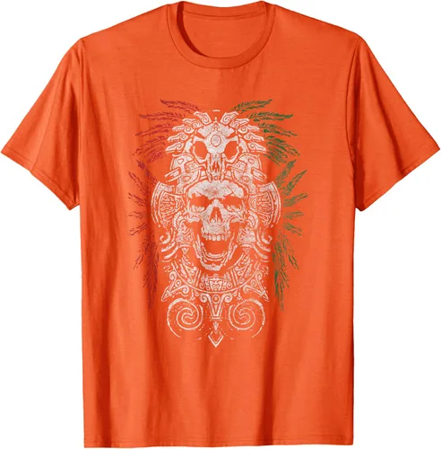 Vista 32 de Camiseta de Calavera Azteca con máscara Mayas Calavera Azteca, Negro