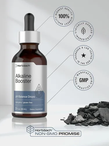 Vista 6 de Horbaach - Gotas de agua alcalinas 2 onzas líquidas Suplemento de equilibrio de pH Refuerzo con minerales Sin OMG y sin gluten