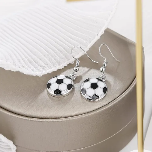 Vista 4 de Aretes colgantes de pelota deportiva aretes de fútbol, baloncesto, fútbol, voleibol, béisbol para mujeres fanáticos