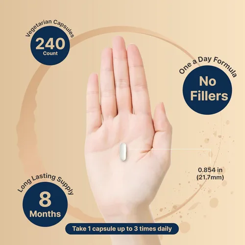 Vista 5 de Cápsulas de glicinato de magnesio de 500 mg, 240 unidades, 100 % quelado y purificado, probado por terceros, sin OGM y sin gluten