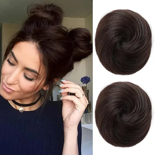 Vista 7 de REECHO Space Bun Hair Pieces, 2 piezas de mini clips de garra en moños desordenados y orejas de gato, extensiones de moño de cabello falso HB001