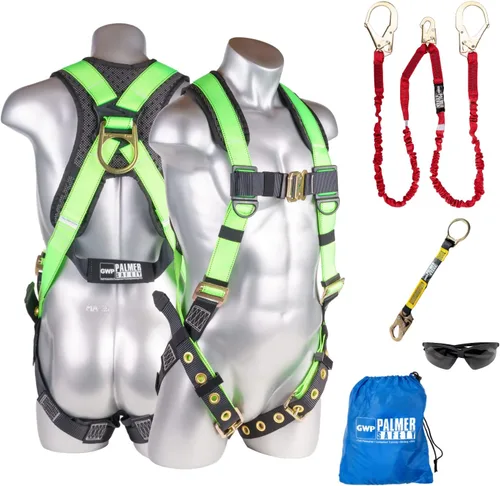 Vista 22 de Palmer Safety Kit de arnés de seguridad para protección contra caídas I Arnés de construcción + varios cordones + extensor de anillo en D