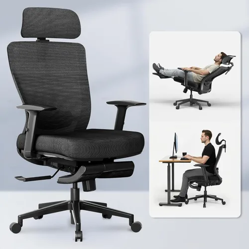 Vista 7 de FLEXISPOT OC3 Air - Silla de oficina ergonómica con respaldo de malla, silla giratoria para computadora, sillas de escritorio de oficina ejecutiva