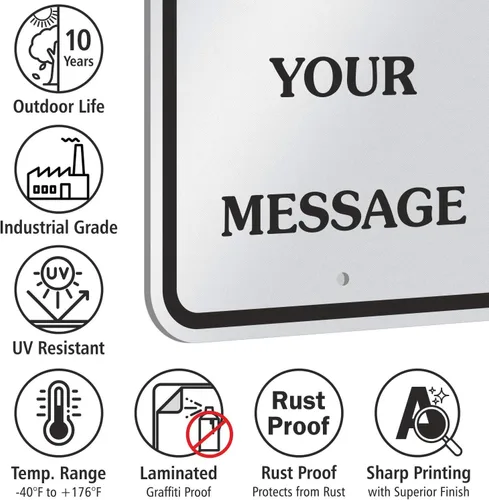 Vista 6 de SmartSign 18 x 12 pulgadas "Añade tu propio mensaje, elige color" Cartel de metal personalizado, aluminio de 63 mil, material reflectante laminado