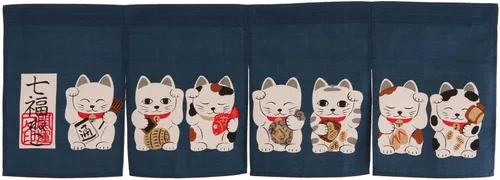 Vista 8 de Totoro Noren - Tapiz de cortina con diseño de cielo invernal y luna creciente