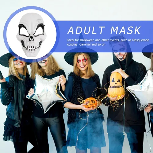 Vista 8 de Halloween Season Skull Mask, Black Plastic Skeleton Face for Adults