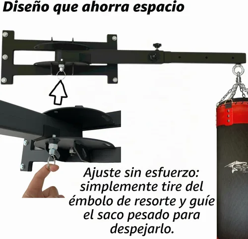 Vista 3 de Percha de pared para saco de boxeo, minimiza el ruido y la vibración, diseño que ahorra espacio, construcción resistente para entrenamiento