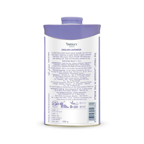 Vista 4 de Talco perfumado Yardley Lavanda inglesa 250 g (8.81 onzas) Paquete de 1