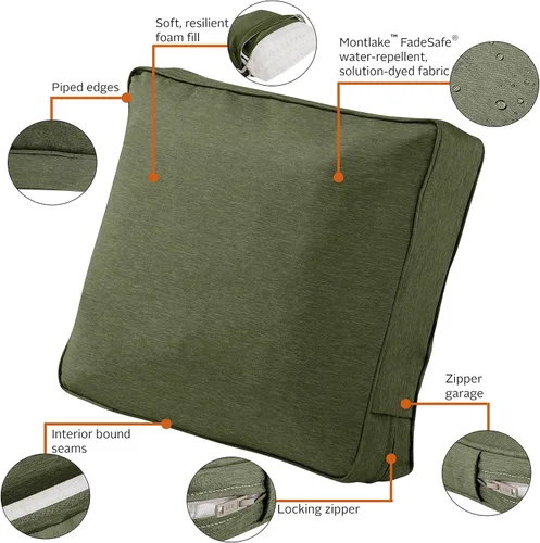 Vista 3 de Classic Accessories Montlake FadeSafe FadeSafe - Cojín de respaldo para silla de patio, 25 x 15 x 4 pulgadas, helecho jaspeado