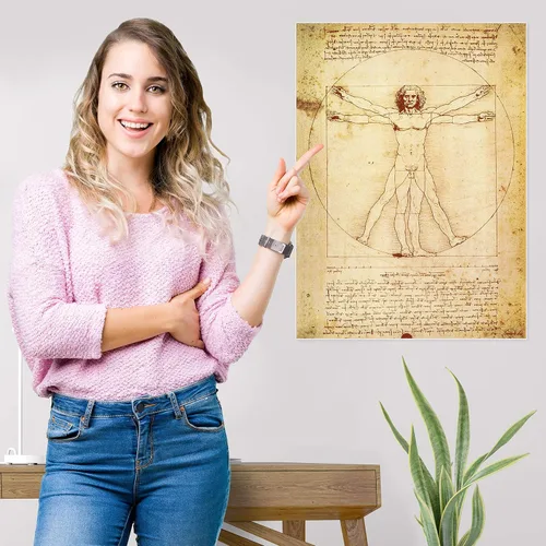 Vista 5 de Paquete de 3 – Vitruvian Man por Leonardo Da Vinci + The Old Guitarist por Pablo Picasso + póster de esqueleto de Van Gogh – impresiones artísticas