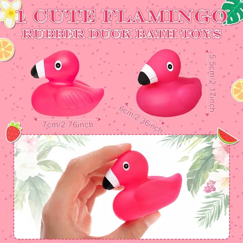 Vista 3 de Honoson Pato de goma flamenco rosa flamenco recuerdo de fiesta juguete piscina flotante chirriante pato de goma para decoración de fiesta