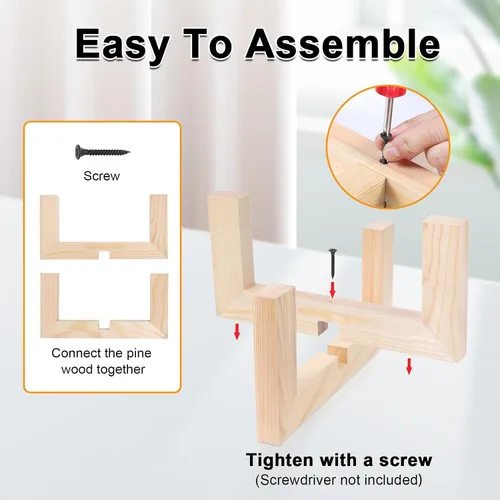 Vista 5 de Vigordream Soporte para plantas, soporte de madera para interiores y exteriores, soporte para macetas individuales, soportes resistentes