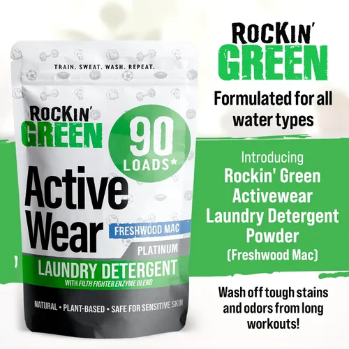 Vista 3 de Detergente para ropa Rockin' Green, Detergente en polvo para ropa a base de plantas, Detergente para ropa totalmente natural, Combate el olor vegano
