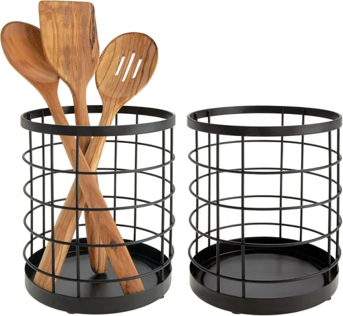Vista 6 de iDesign Recipiente de Cocina para Utensilios - Recipiente de Cocina de Acero Portautensilios para Encimera - Negro Mate