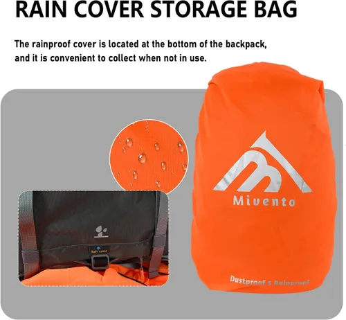 Vista 7 de Mochila de senderismo 30+5L para mujeres Mochila impermeable para acampar Negro