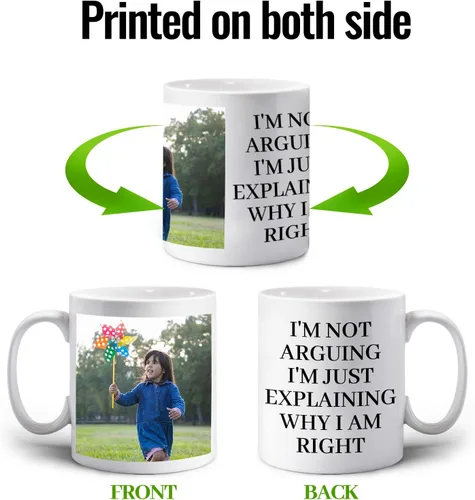 Vista 4 de Taza de café personalizada con foto de 11 oz en ambos lados, taza personalizada con tu imagen, logotipo, texto, regalos personalizados para mamá