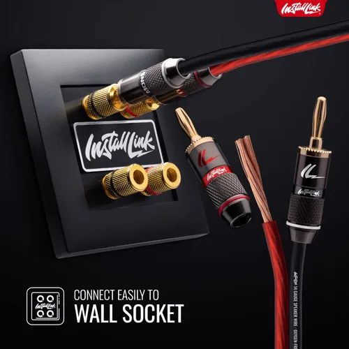 Vista 6 de Cable de cable de altavoz de calibre 14 AWG (OFC), 30 pies, coche o cine en casa por Install Link