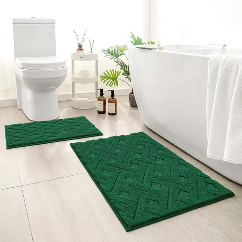 Vista 13 de HOMEIDEAS - Juego de alfombras de baño de 2 piezas, antideslizantes, lavables a máquina, de felpa extra suave y absorbente, para baño, tina y ducha