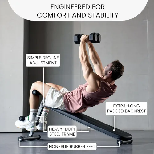 Vista 7 de Finer Form Gym-Quality Adjustable Sit Up Ab Bench & Decline Weight Bench for Home Gym Strength Training.