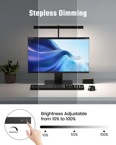 Vista 5 de SUPERDANNY Lámpara de escritorio LED para oficina y hogar, lámpara de escritorio para el cuidado de los ojos con cuello de cisne ajustable, 12W Negro