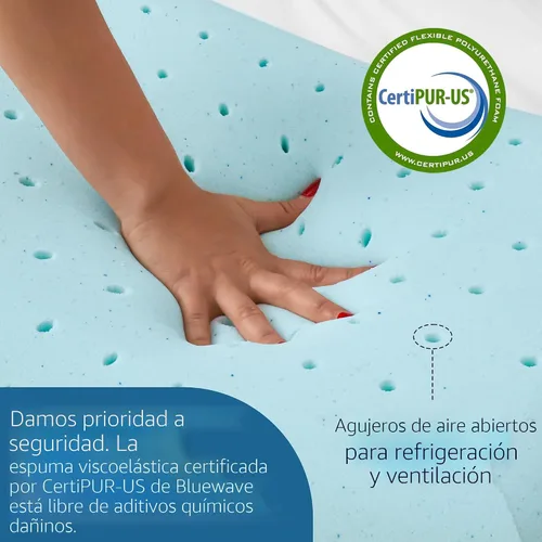 Vista 6 de Bluewave Bedding Almohada de espuma viscoelástica de gel extra delgada para personas que duermen boca abajo y de espalda, diseño delgado, plano