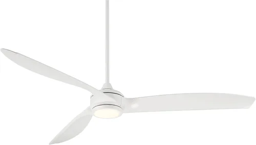 Vista 6 de Casa Vieja La Jolla Surf - Ventilador de techo moderno de 3 aspas de 60 pulgadas con luz LED regulable, control remoto, blanco mate para sala