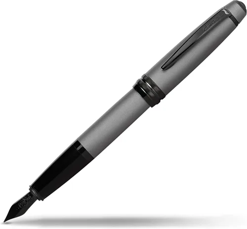 Vista 14 de Cross Bailey Pluma Fuente Recargable Presentada en una Caja de Regalo Premium - Punta Media, Tinta Negra, Negro Fountain Pen for Effortless
