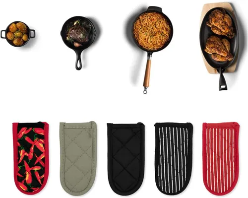 Vista 8 de Evoio Fundas de mango de sartén de hierro fundido, fundas para mango de olla, resistentes al calor, resistentes al calor, fundas para mango