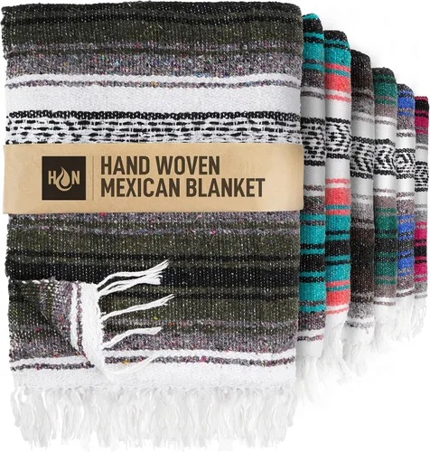 Vista 16 de Hydration Nation Auténtica manta mexicana extra grande (70 x 50 pulgadas), yoga tejida a mano, serape, falsa artesanal, playa, campamento, picnic