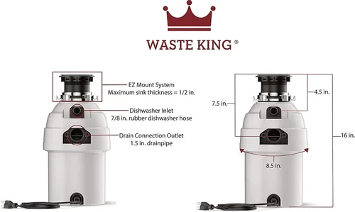 Vista 4 de Eliminación de residuos con cable de energía King Legend Series 1 HP alimentación coninua de basura– (l-8000)