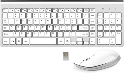 Vista 8 de FENIFOX Teclado y mouse inalámbricos, USB 2.4 GHz, silencioso, silencioso, perfil bajo, compacto, tamaño completo, plano, delgado, portátil