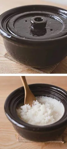 Vista 4 de Olla japonesa de arroz Donabe Kago, 2 Go, 1200 cc, color negro