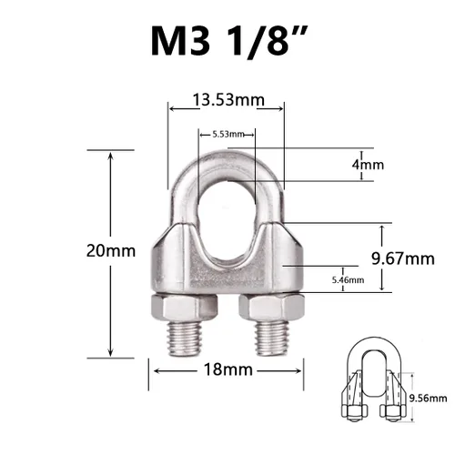 Vista 2 de Venforze Abrazadera de cuerda de alambre de 12PCS M3 1/8 "pulgadas, abrazaderas de cable de alambre de acero inoxidable 304 M3