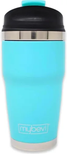 Vista 9 de MyBevi Retro Wave - Vaso aislado de acero inoxidable al vacío de triple capa para café y té, tapa resistente a derrames, 12 onzas, negro