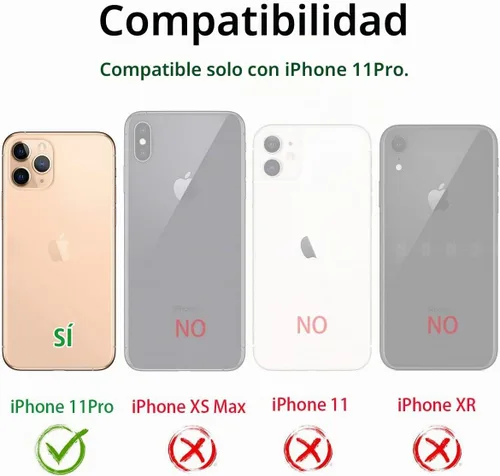 Vista 8 de Dexnor Funda para iPhone 11 Pro con protector de pantalla, transparente, resistente, de cuerpo completo, a prueba de golpes, parte trasera dura