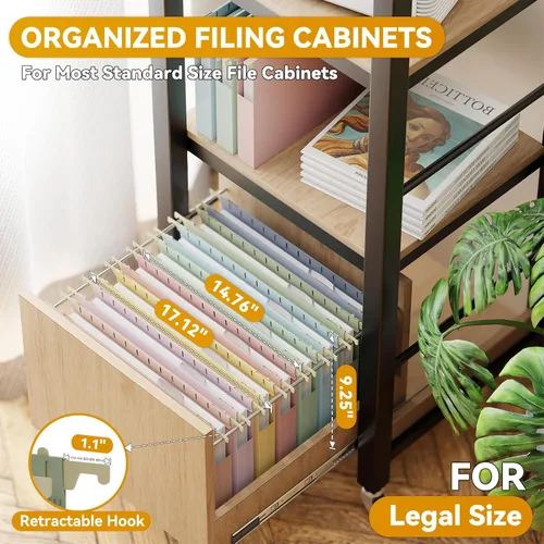 Vista 3 de Carpetas colgantes de plástico tamaño legal, carpeta de archivador expandible de 1 pulgada con pestañas, paquete de 12 carpetas colgantes