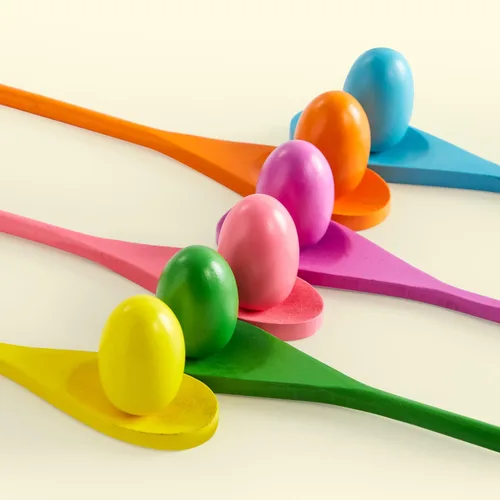 Vista 3 de JOYIN Juego de 24 piezas de huevos de Pascua y cuchara, juego de relevo de huevos de Pascua y cuchara, para 12 jugadores, juego de relevo de huevos