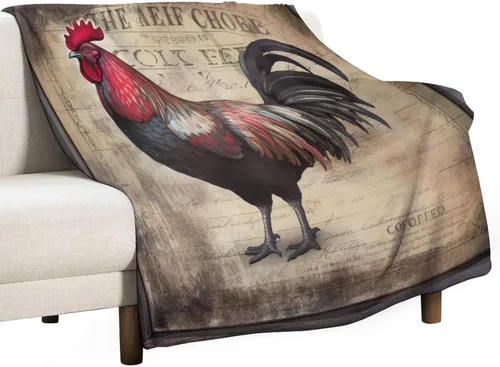Vista 37 de Manta de microfibra suave y acogedora con diseño de gallo rústico en blanco y negro, suave y acogedora manta de microfibra para sofá, cama, oficina