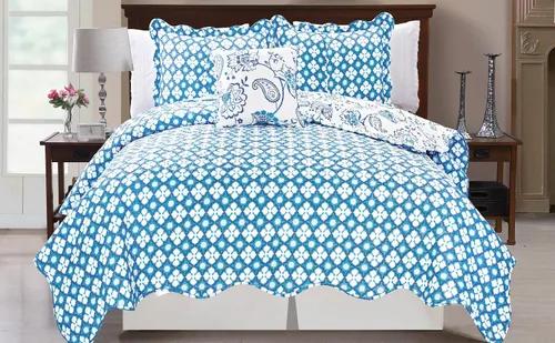 Vista 2 de BNF Home Juego de cobertor tipo Quilt reversible, con estampado de flores Paisley, 4