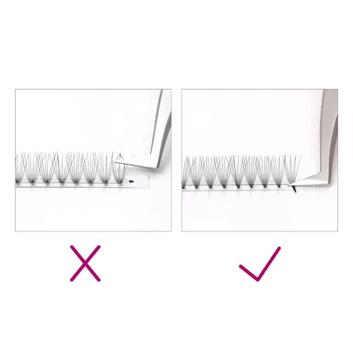 Vista 21 de FADLASH Extensiones de pestañas postizas en abanico con base puntiaguda 10D, extensiones de pestañas postizas de tallo medio, extensiones
