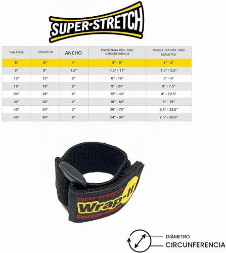 Vista 9 de Correas superelásticas Wrap-It Storage de 6 pulgadas (paquete de 12) – Correas elásticas de velcro – Organizador de cables de extensión, correa