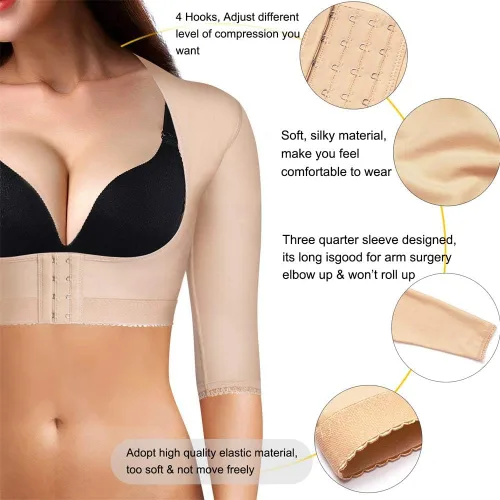 Vista 5 de BRABIC Modeladora de la parte superior del brazo postquirúrgico, mangas de compresión más delgadas, corrector de postura, moldeadora para mujer