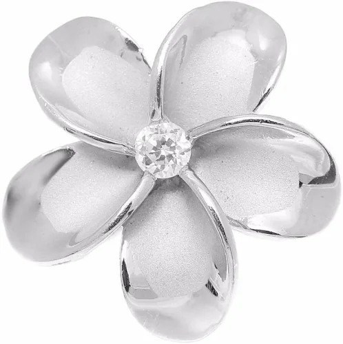 Vista 3 de Arthur's Jewelry - Anillo de plata de ley 925, chapado en rodio, 0.827in, flor hawaiana de Plumeria tamaño 3 a 12