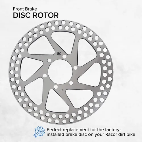 Vista 2 de AlveyTech Rotor de disco de freno delantero para motos eléctricas Razor MX500 y MX650 – Rotores para frenos de bicicleta de cohete, 6-1/4 pulgadas
