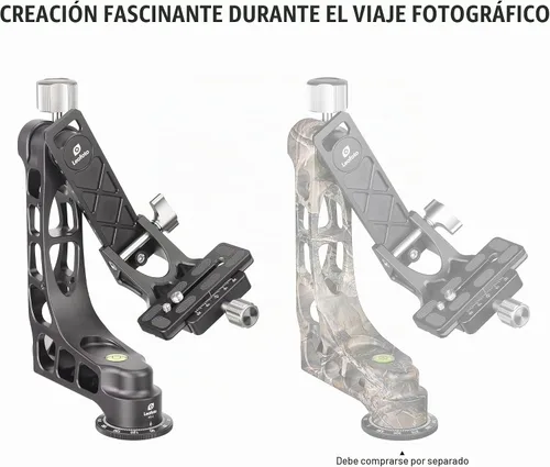 Vista 6 de Leofoto Negro PG-1 - Cabezal de trípode de cardán resistente ligero compatible con Arca