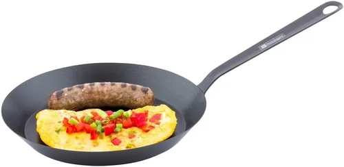Vista 7 de Restaurantware Sartén redonda de 8 pulgadas, 1 sartén antiadherente, mango soldado, sartén de acero al carbono negro, utensilios de cocina