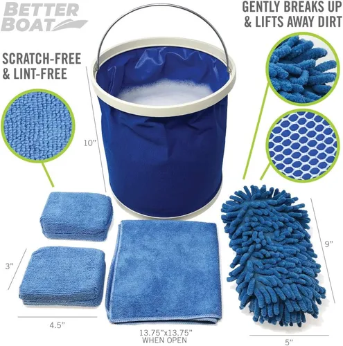 Vista 2 de Esponjas limpiadoras de barcos y lavado de autos, esponja de microfibra antiarañazos y lavado Cloths, Complete Cleaning Kit for