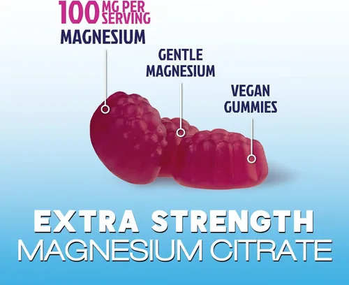 Vista 3 de Gomitas de citrato de magnesio – Gomitas de magnesio de alta absorción para adultos y niños – Suplemento de citrato mag, fórmula vegana mejorada
